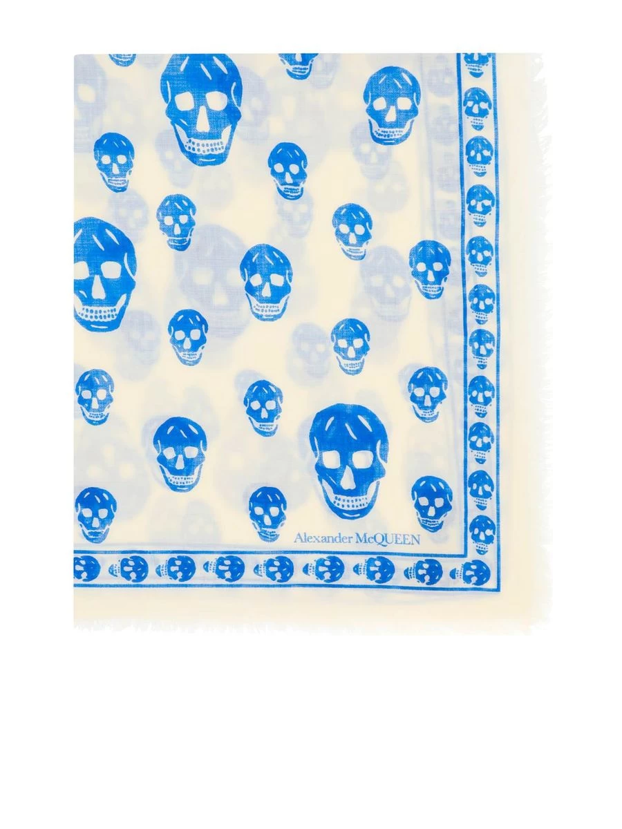 Alexander McQueen Skull Motif Light Wool Scarf