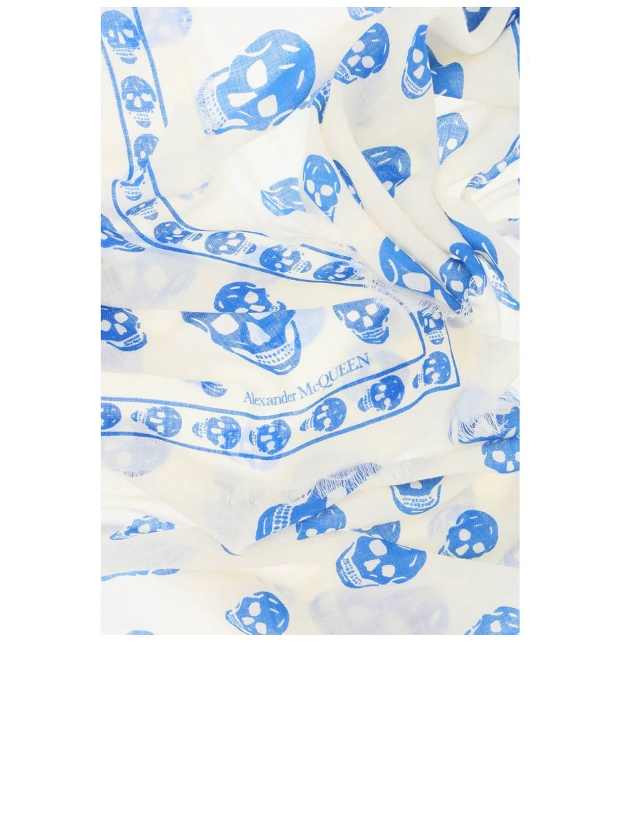 Alexander McQueen Skull Motif Light Wool Scarf - Image 3