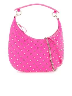 Valentino Garavani Small Rockstud Spike Leather Hobo Bag