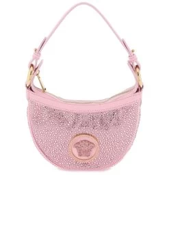 Versace Repeat Mini Hobo Bag With Crystals