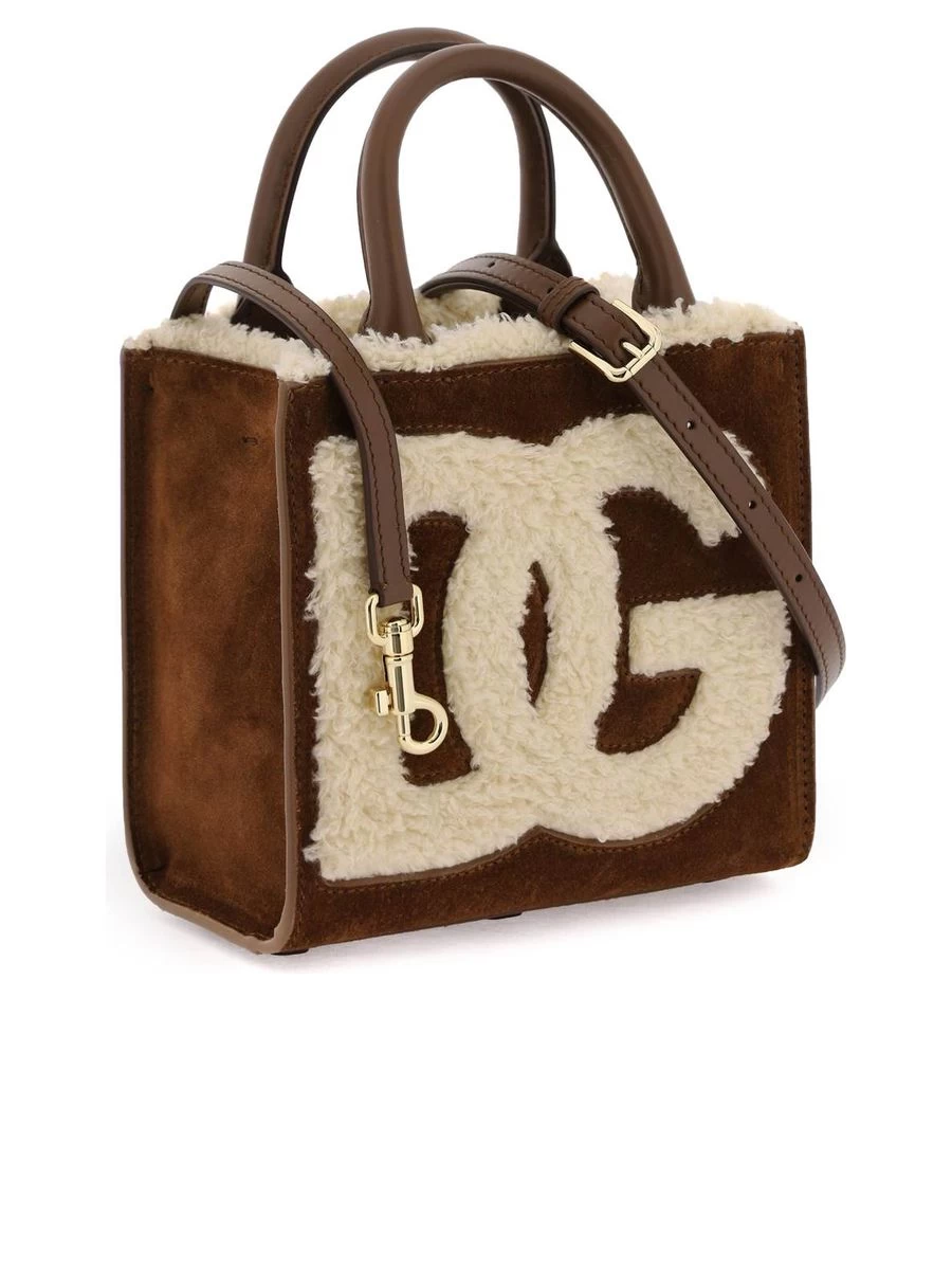 Dolce & Gabbana Tote Bag With Suede And Shearling Details - Image 3
