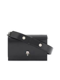 Alexander McQueen Smooth Leather Crossbody With Skull