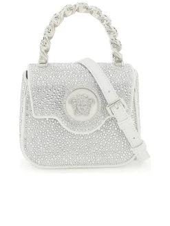 Versace La Medusa Satin Handbag With Crystals