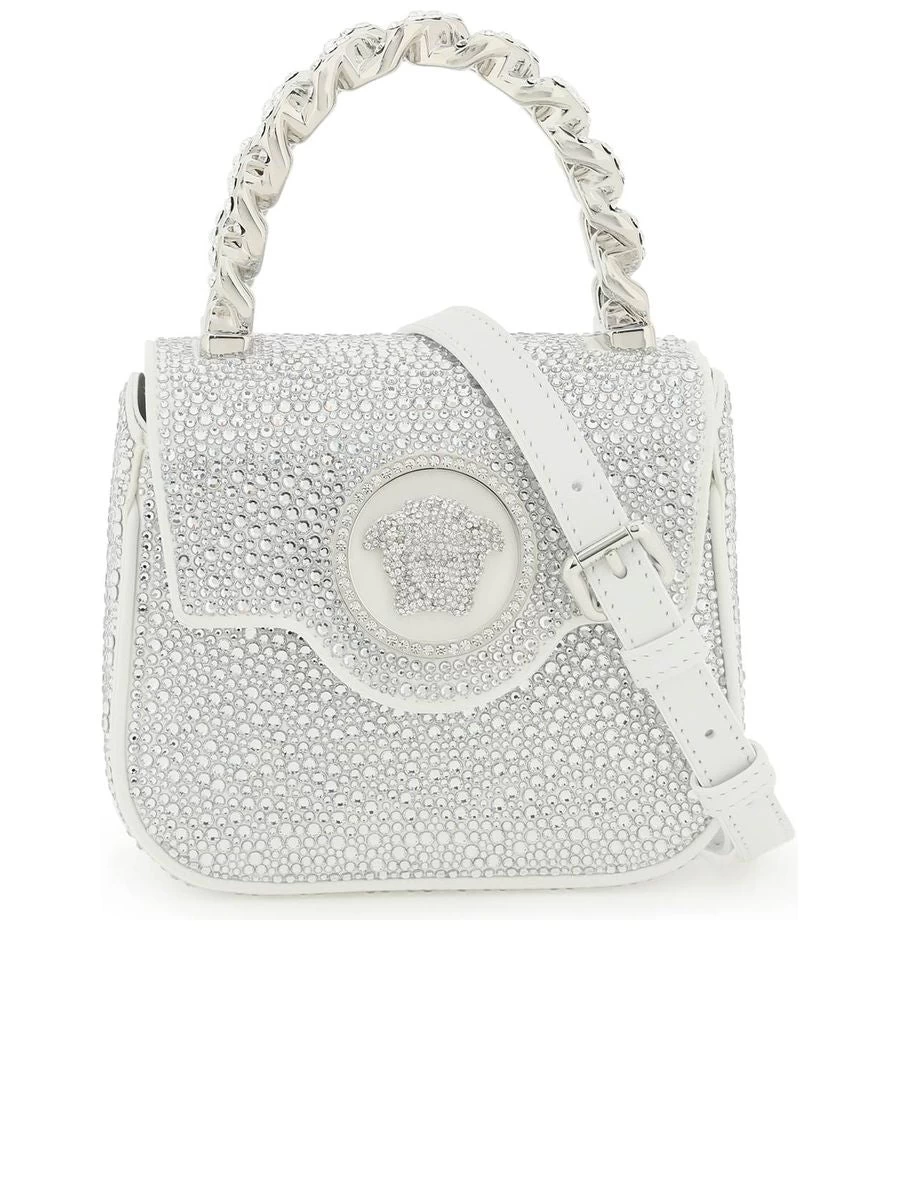 Versace La Medusa Satin Handbag With Crystals