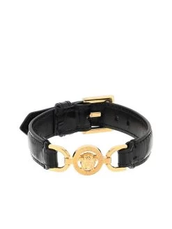 Versace Medusa 95 Crocodile Print Leather Bracelet