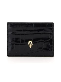 Alexander McQueen Skull Crocodileembossed Leather Card Holder