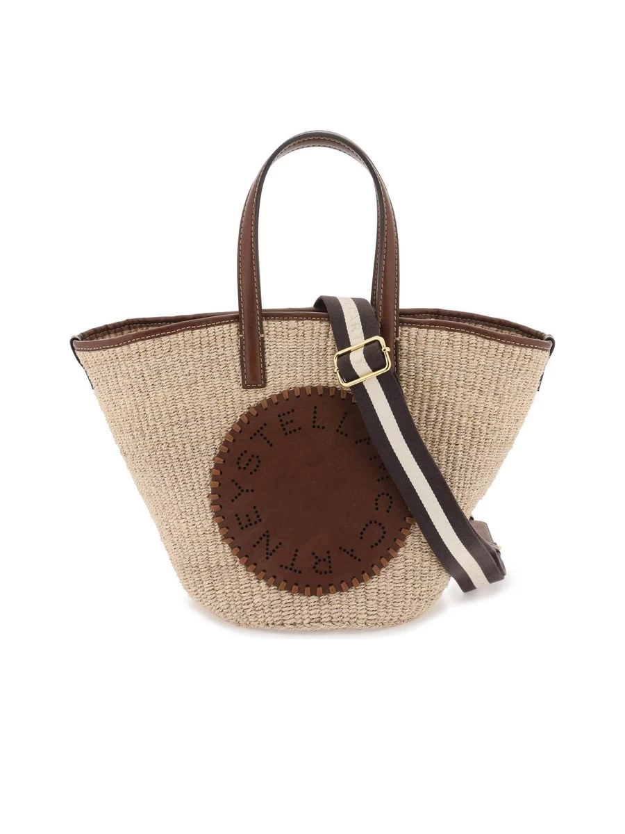 STELLA MCCARTNEY Raffia Shoulder Bag With Perforated Logo