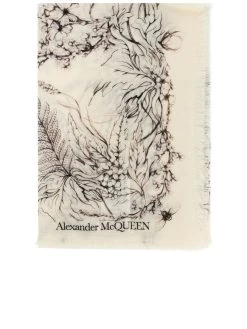 Alexander McQueen Wool Stole With Botanical Print