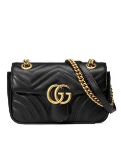 Gucci GG Marmont Mini Matelassé Black Leather Shoulder Bag