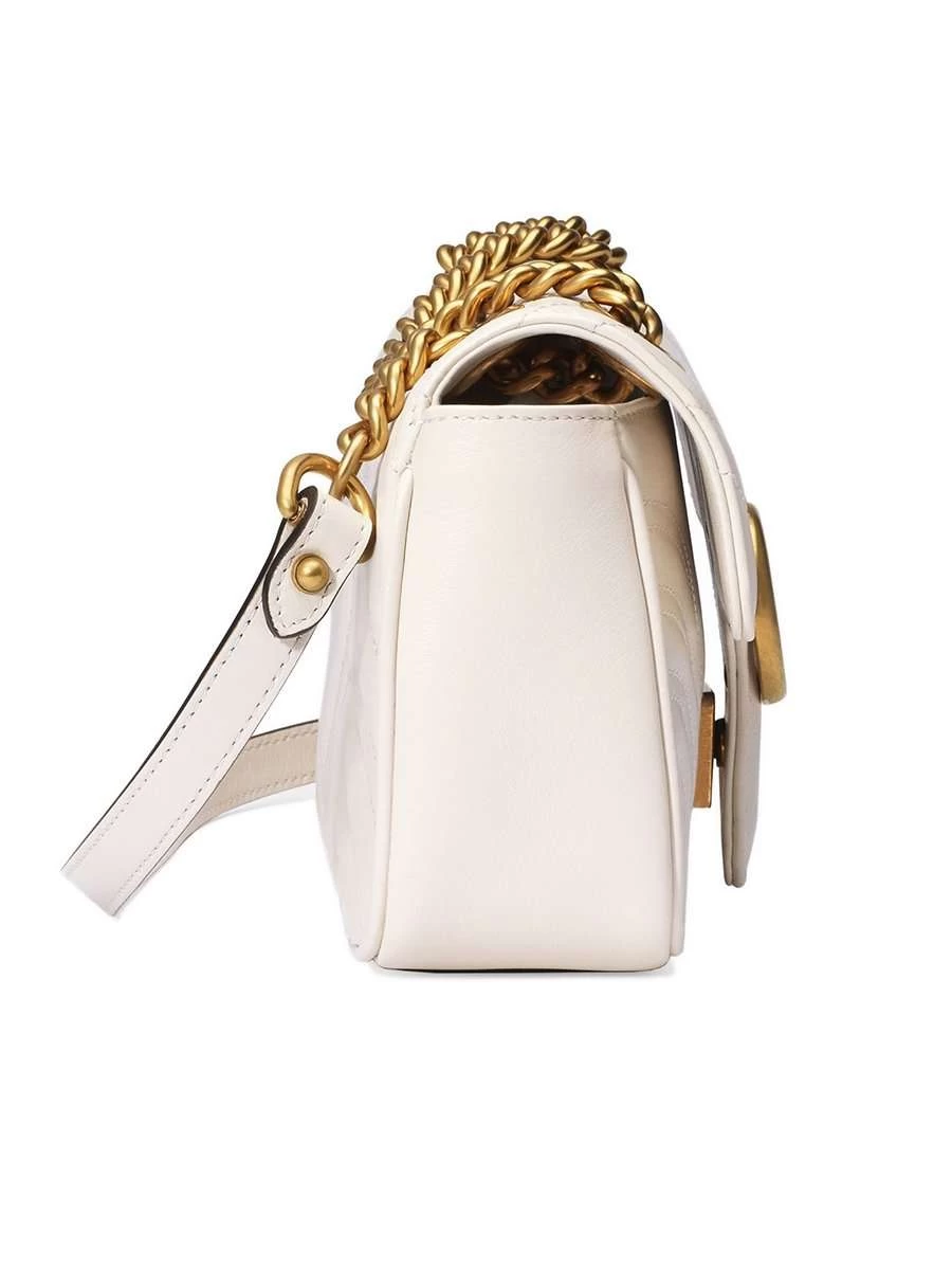 Gucci GG Marmont Mini Matelassé White Leather Shoulder Bag - Image 3