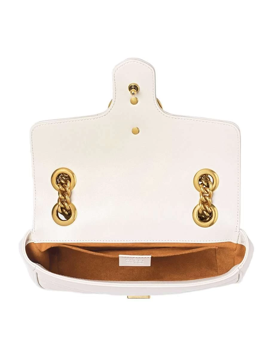Gucci GG Marmont Mini Matelassé White Leather Shoulder Bag - Image 5