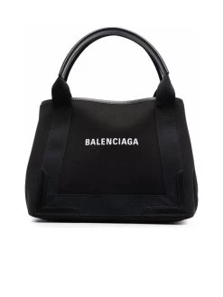Balenciaga Navy Small Cabas In Black