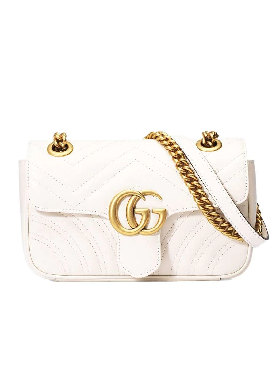 Gucci GG Marmont Mini Matelassé White Leather Shoulder Bag