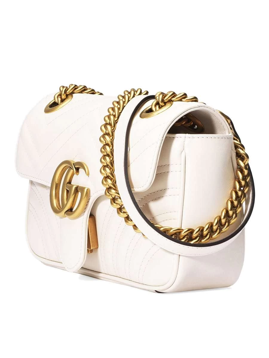 Gucci GG Marmont Mini Matelassé White Leather Shoulder Bag - Image 2