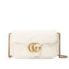 Gucci GG Marmont Super Mini Matelassé White Leather Shoulder Bag