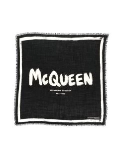 Alexander McQueen Logo Print Wool Scarf