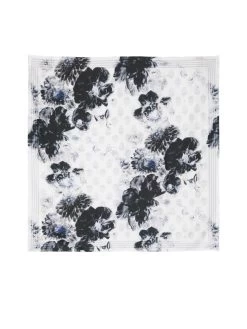 Alexander McQueen Silk Floral Print Skull Scarf