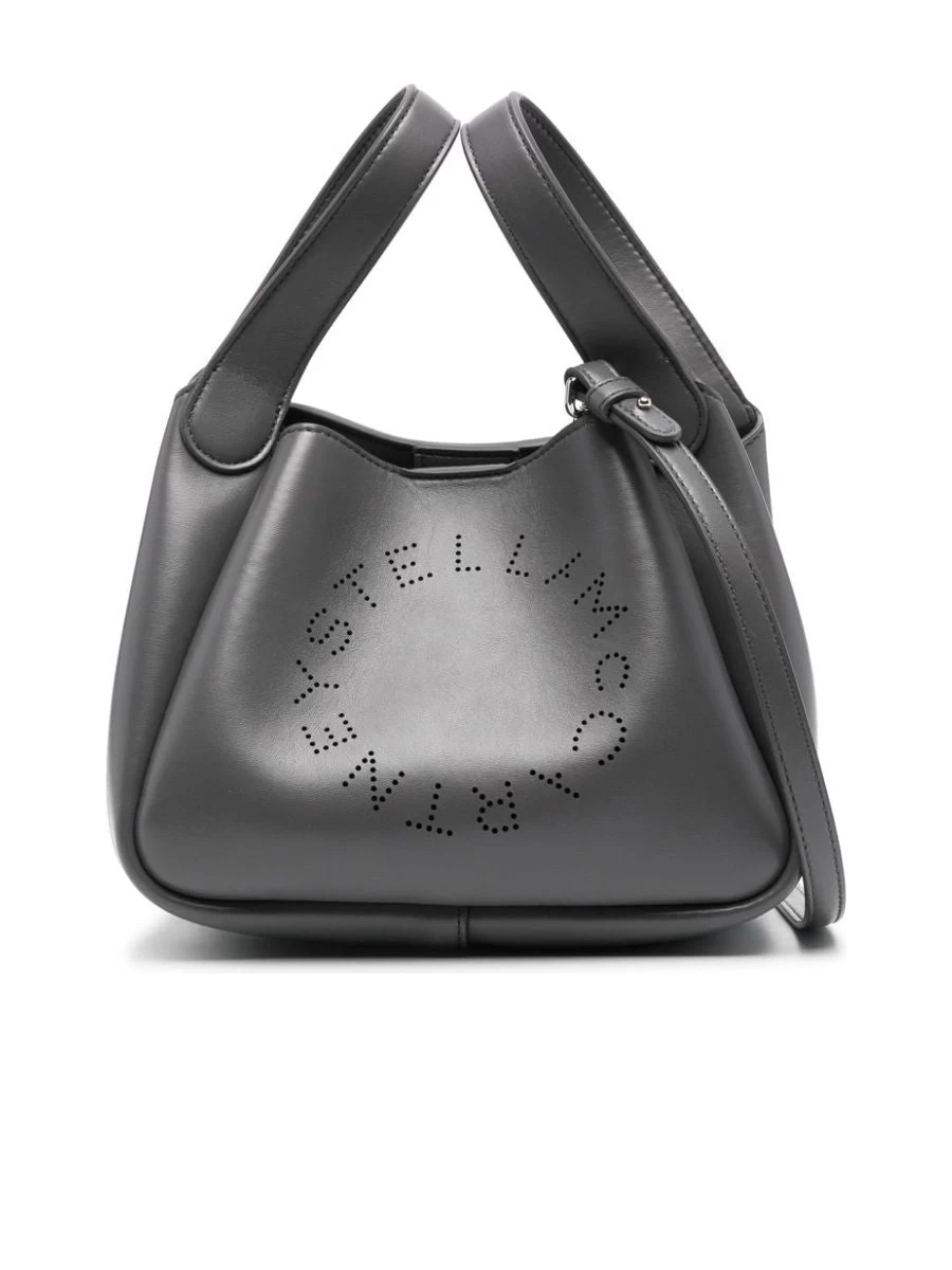 STELLA MCCARTNEY Charcoal Grey Logo Shoulder Bag