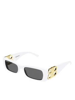 Balenciaga Dynasty Rectangle Sunglasses BB0096S In White
