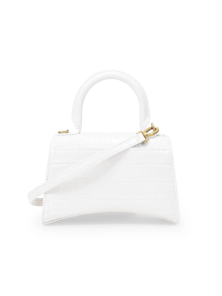 Balenciaga Hourglass XS Handbag Crocodile Embossed In White - Image 4