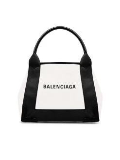 Balenciaga Navy XS Cabas In Beige
