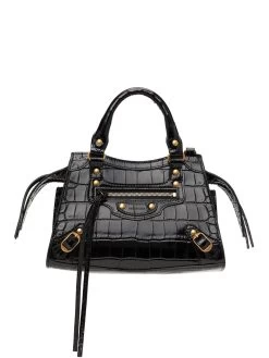 Balenciaga Neo Classic Handbag Crocodile Embossed In Black