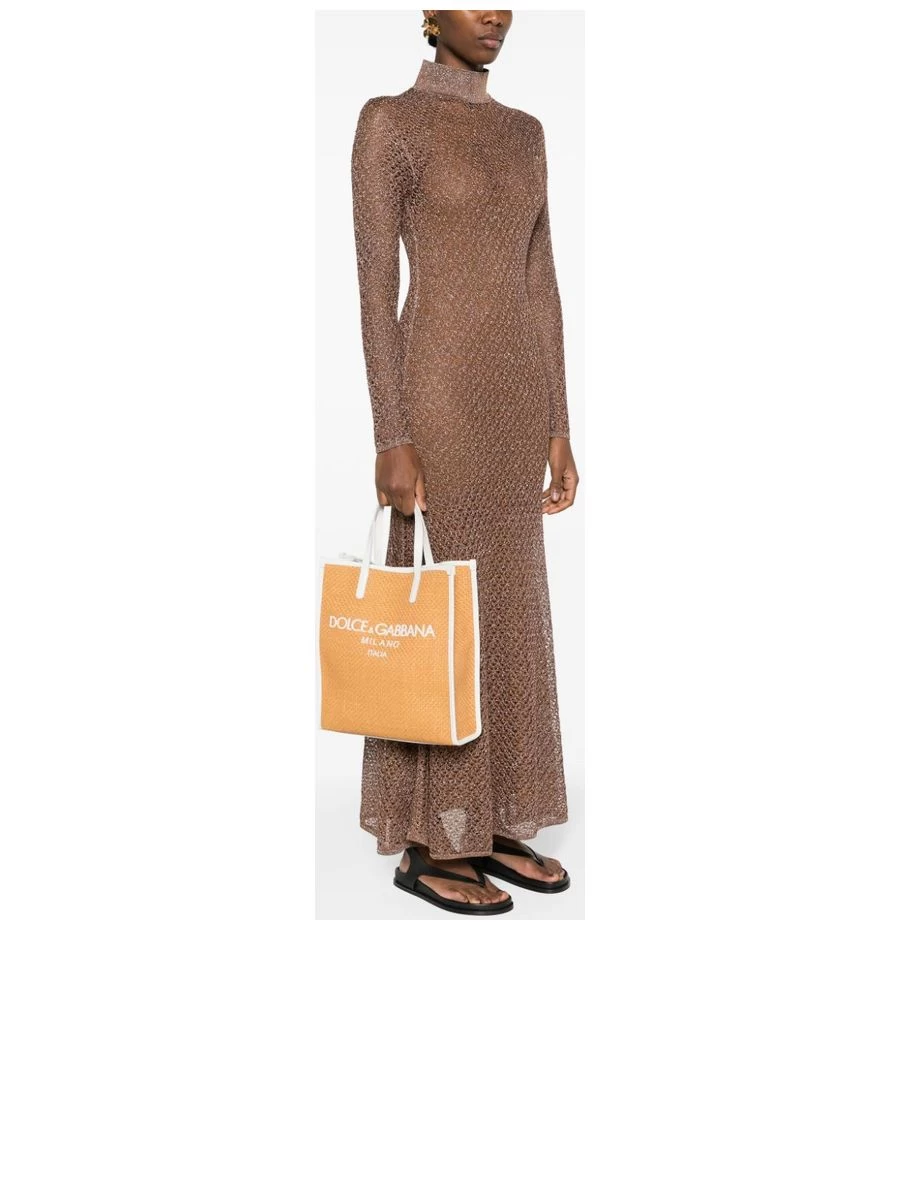 Dolce & Gabbana Shopper With Woven Design And Embroidered Logo - Image 4