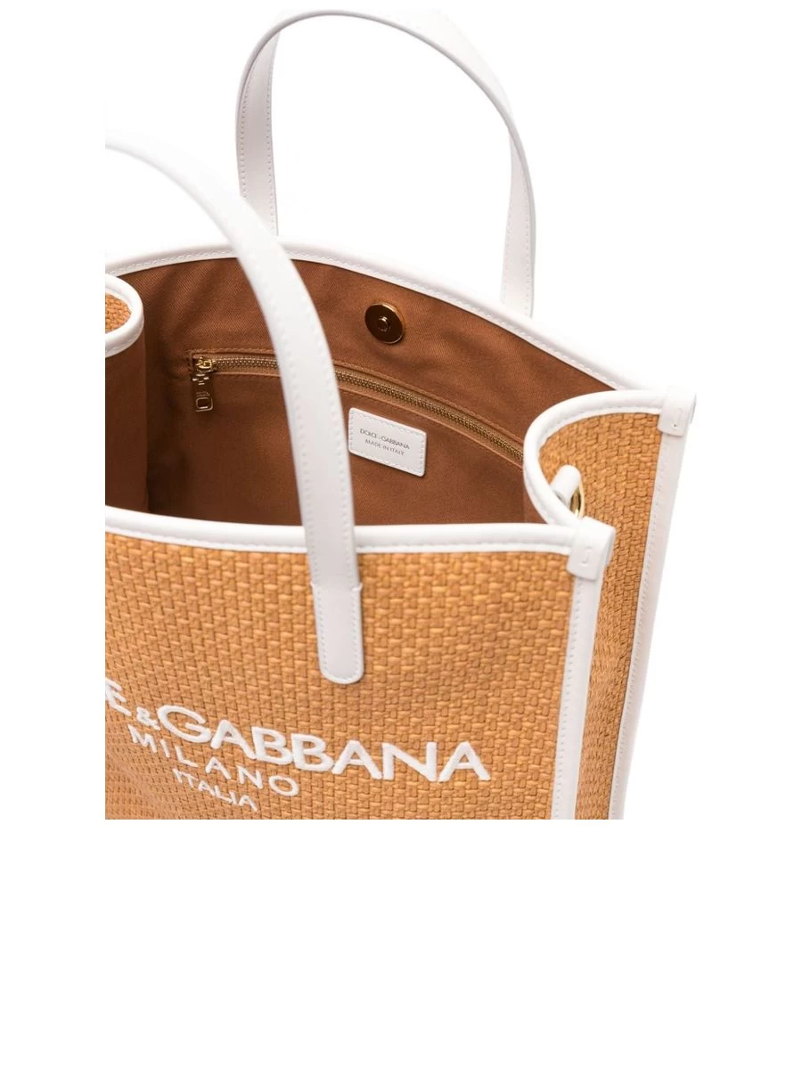 Dolce & Gabbana Shopper With Woven Design And Embroidered Logo - Image 5