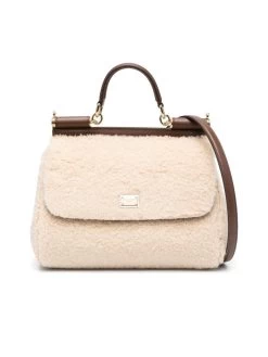 Dolce & Gabbana Medium Sicily Shearling Tote Bag