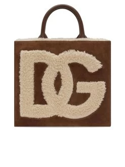 Dolce & Gabbana Logoembroidered Shearlingdetail Bag