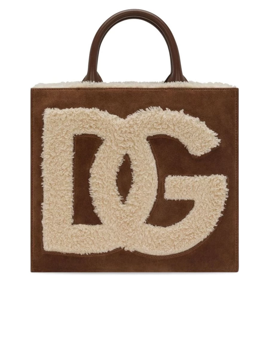 Dolce & Gabbana Logoembroidered Shearlingdetail Bag