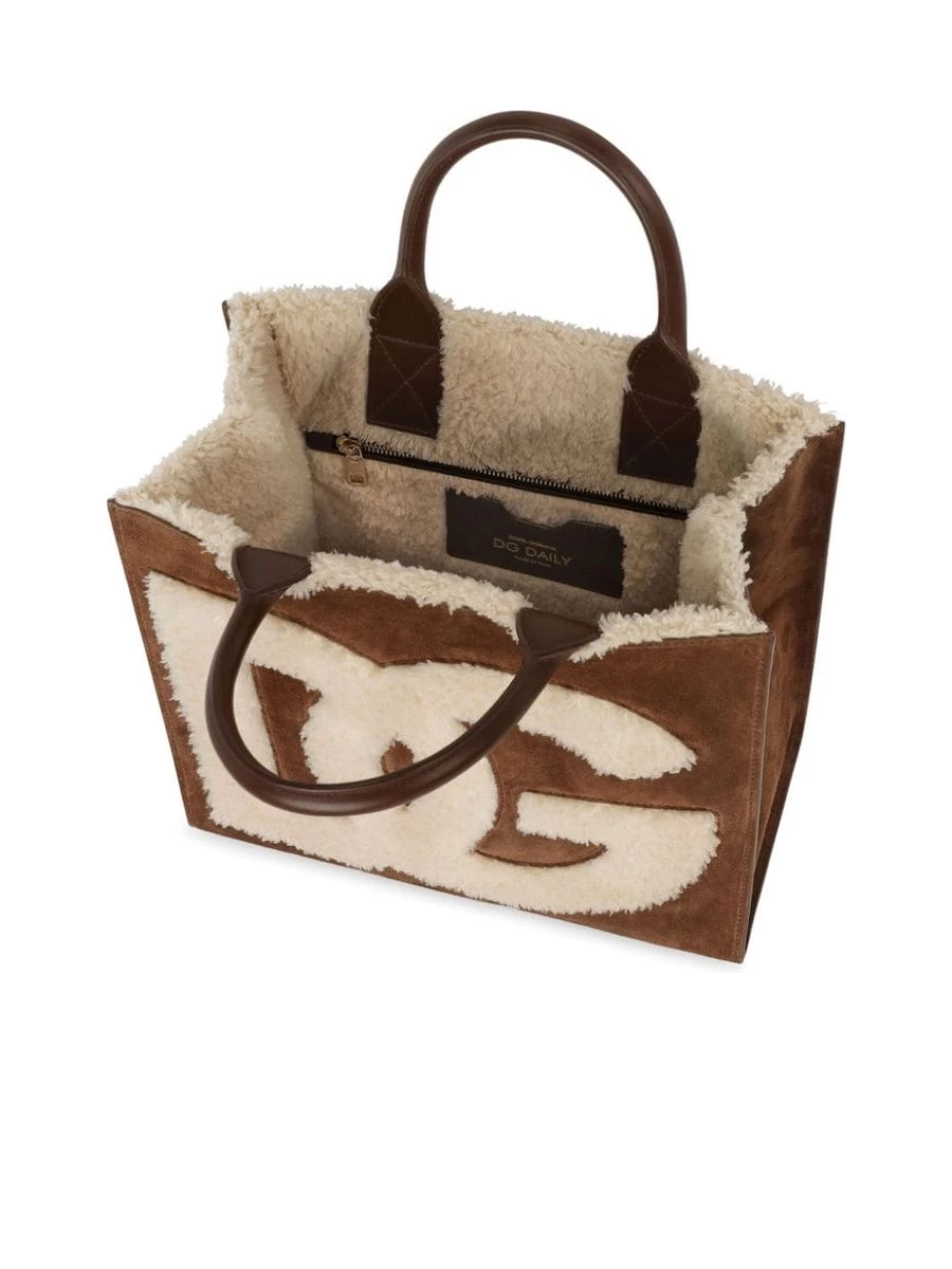 Dolce & Gabbana Logoembroidered Shearlingdetail Bag - Image 2