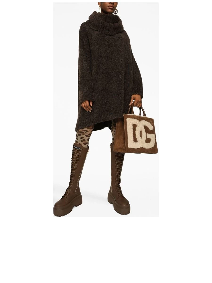 Dolce & Gabbana Logoembroidered Shearlingdetail Bag - Image 5