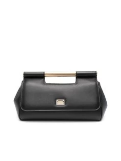 Dolce & Gabbana Grained Texture Logo Clutch With Cutout Handle