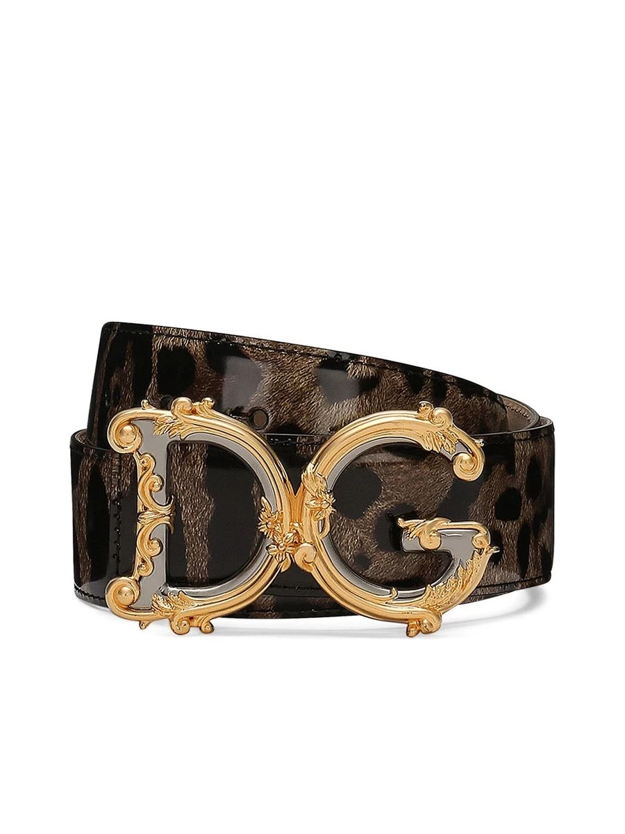 Dolce & Gabbana Leopardprint Logo Plaque Belt