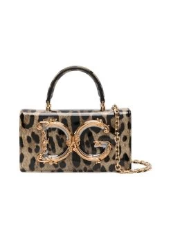 Dolce & Gabbana Leopard-Print Patent Crossbody Bag