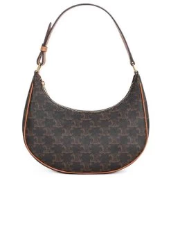 Celine Ava Bag In Triomphe Canvas And Calfskin In Tan