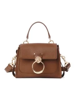 Chloé Mini Tess Day Bag In Dark Nut