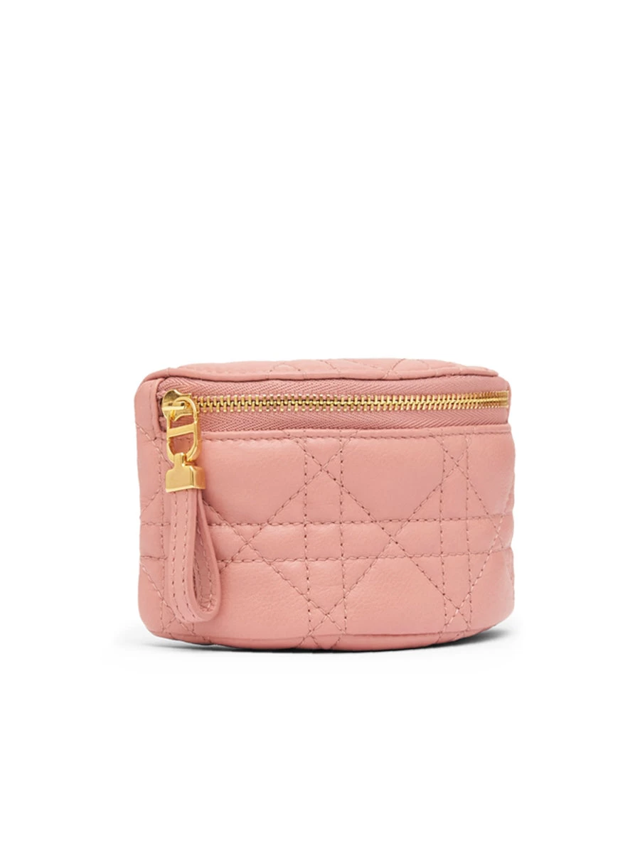 Detachable Dior Caro Half-Moon Coin Purse In Deep Nude - Image 3