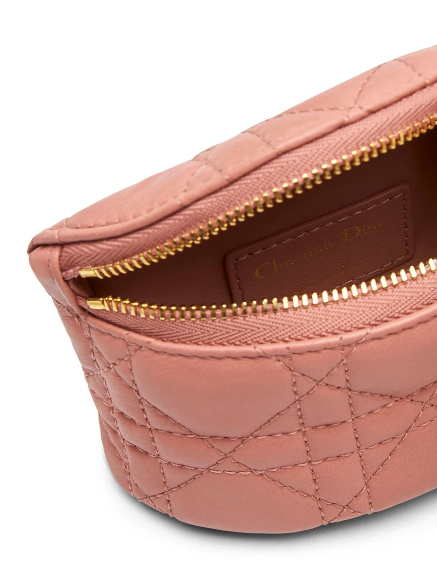 Detachable Dior Caro Half-Moon Coin Purse In Deep Nude - Image 2