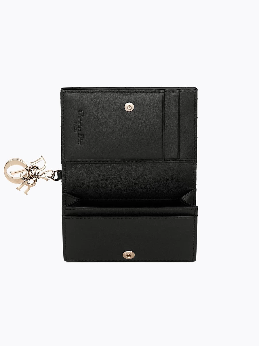 Lady Dior Flap Card Holder In Black - Image 2
