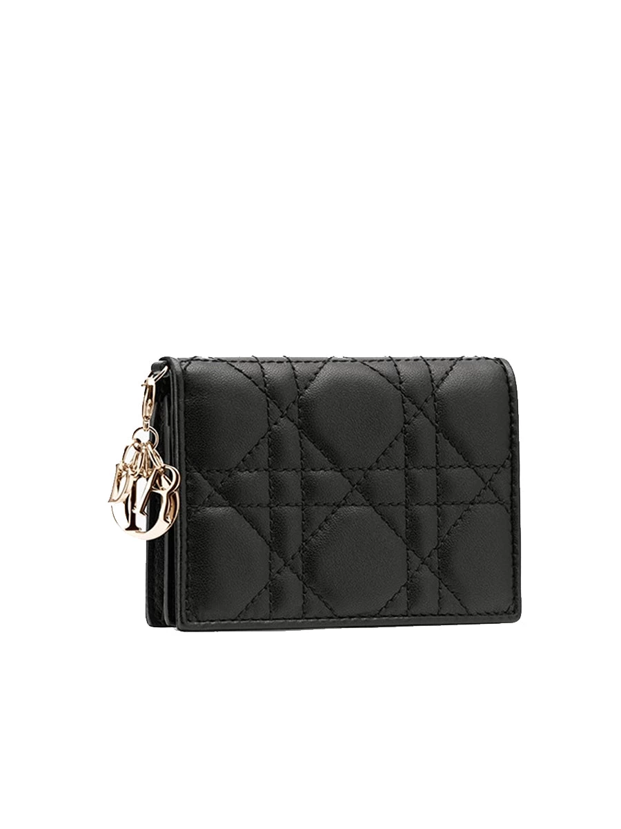 Lady Dior Flap Card Holder In Black - Image 3