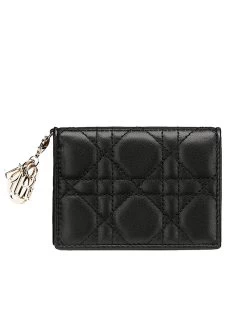 Lady Dior Flap Card Holder In Black