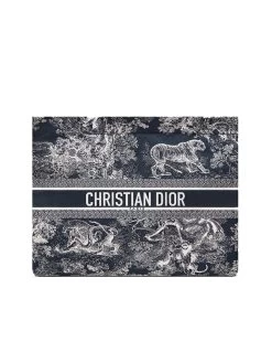 Dior Travel Zipped Pouch In Blue Toile De Jouy Reverse Technical Fabric