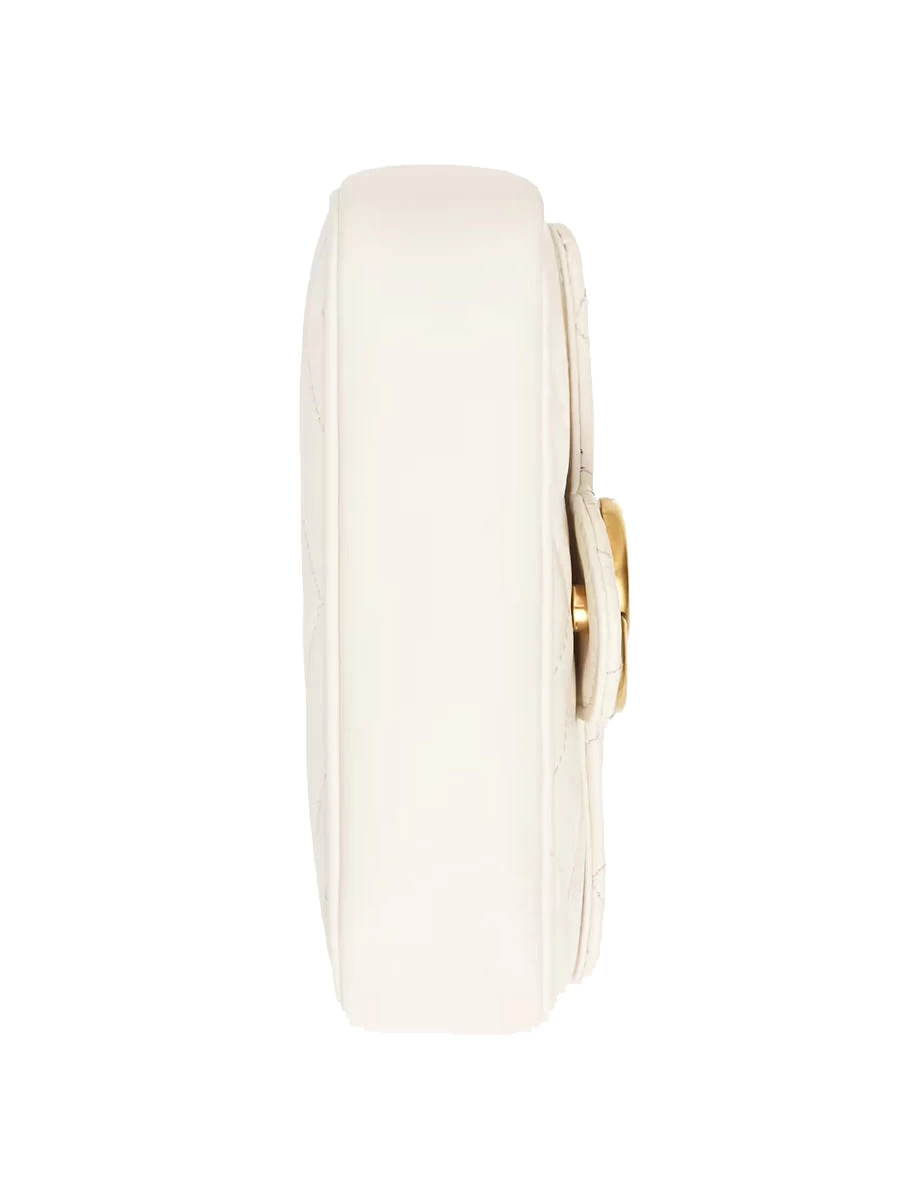 Gucci GG Marmont Super Mini Matelassé White Leather Shoulder Bag - Image 5