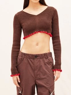 Jacquemus La Maille Santon Crop In Dark Brown