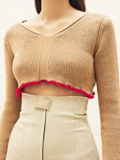 Jacquemus La Maille Santon Crop In Light Brown