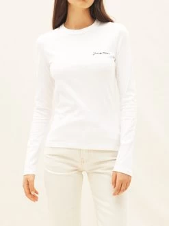 Jacquemus Le T-Shirt Brodé Manches Longues In White