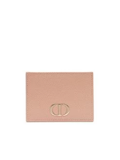 DIOR 30 Montaigne Card Holder Pink Grained Calfskin