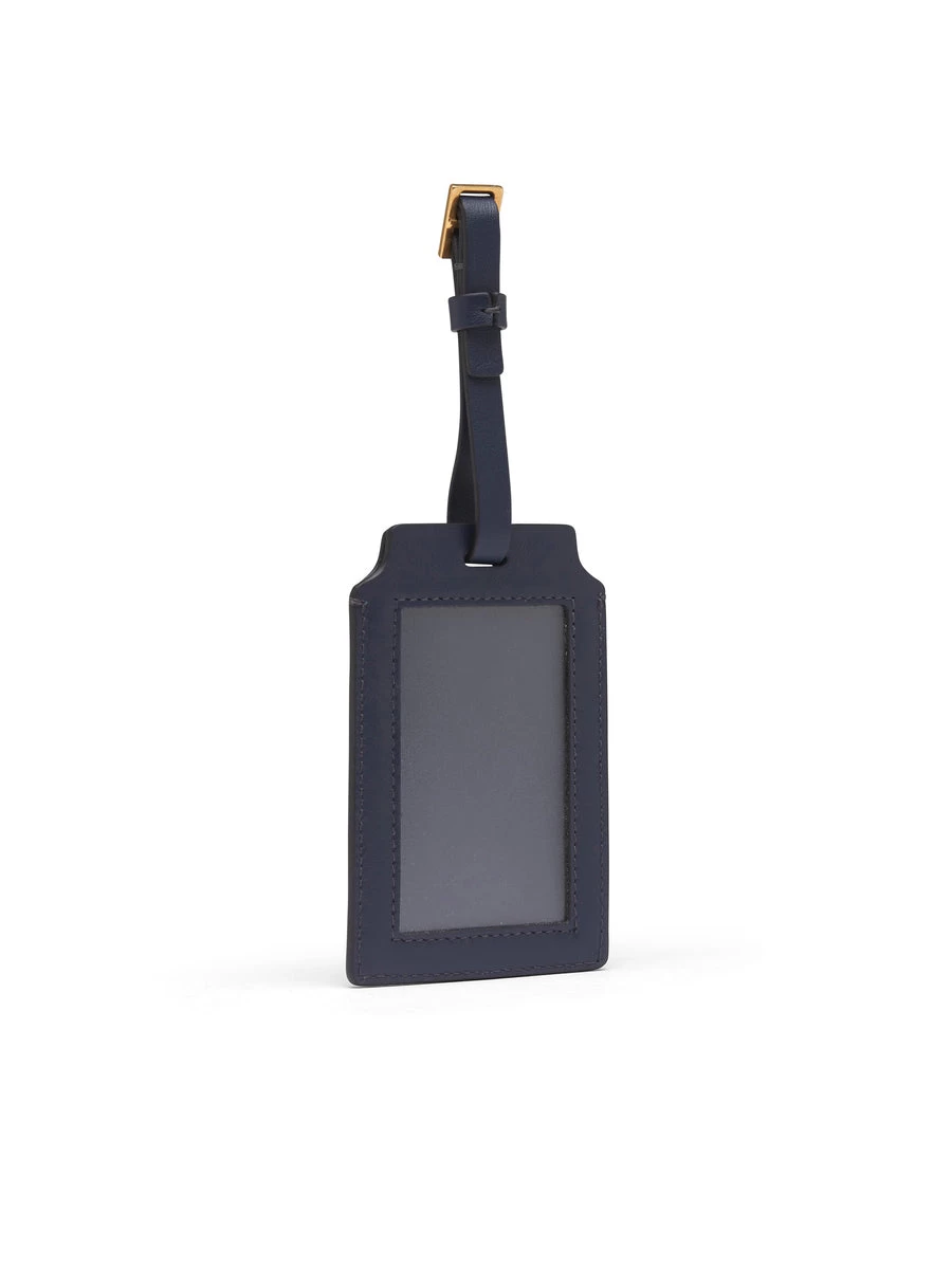 DIOR Leather Luggage Tag In Blue Oblique Jacquard With Hook - Image 2